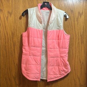 The North Face Pink and Cream Quilted Vest